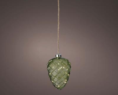 Micro LED dennenappel binnen dia15-H21cm green/warm white - Lumineo