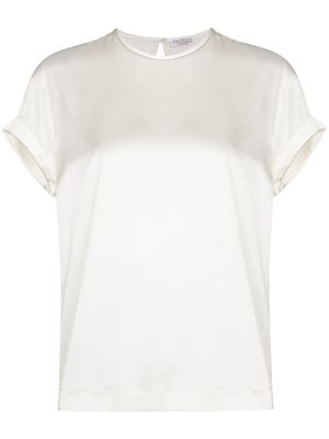 Brunello Cucinelli t-shirt en soie - Blanc