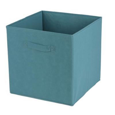 Opbergmand/kastmand Square Box - karton/kunststof - 29 liter - petrol blauw - 31 x 31 cm