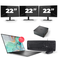 Dell Precision 5560 - Intel Core i7-11e Generatie - 15 inch - Touch - 16GB RAM - 256GB SSD - Windows 11 Home + 3x 22 inch Monitor