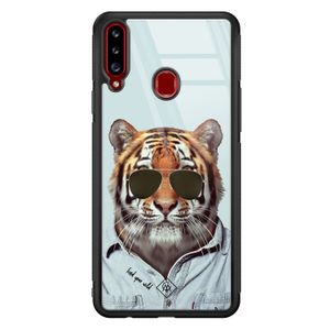 Samsung Galaxy A20s glazen hardcase - Tijger wild