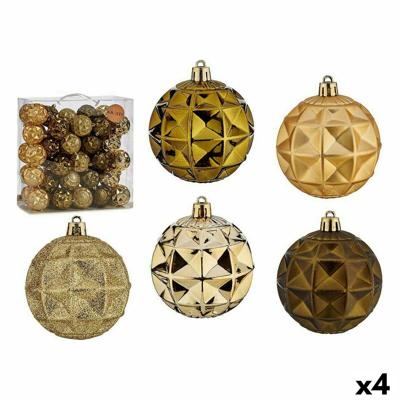 Set kerstballen 7 cm Groen Gouden PVC (4 Stuks)