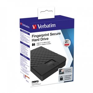 Verbatim Store n Go Fingerprint Secure 2 TB Externe harde schijf (2,5 inch) USB 3.2 Gen 1 Zwart 53651