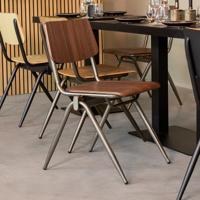 LABEL51 Eetkamerstoel Solid - Donkerbruin - Hout - Old Gun Metalen Frame