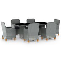 7-delige Tuinset met kussens poly rattan lichtgrijs