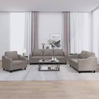 3-delige Loungeset met kussens stof taupe