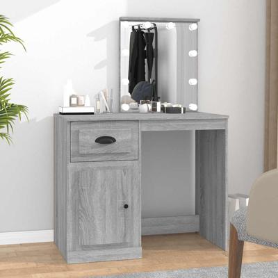 Kaptafel met LED 90x50x132,5 cm bewerkt hout grijs sonoma eiken