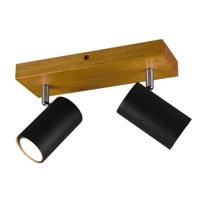Trio 2-lichts opbouwspotMarley zwart op hout - 812400232