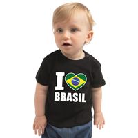 I love Brasil / Brazilie landen shirtje zwart voor babys 80 (7-12 maanden)  -