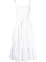 Reformation robe mi-longue Bucatini en lin - Blanc