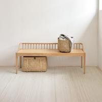 Ethnicraft Eetkamerbank 'Spindle' Eikenhout, 150cm, kleur Naturel Ethnicraft Eetkamerbank 'Spindle' Eikenhout, 150cm, kleur Naturel