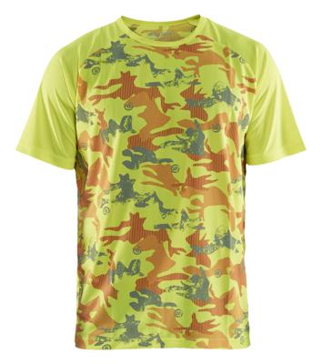 Blåkläder T-Shirt functioneel camo 34251011 | High-Vis Geel/Grijs | Maat M - 7330509690987