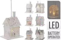 HUISJE MET LED 10CM IRISCEREND 1 stuk
