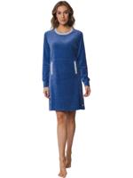 Velours dames nachthemd - Winter Blue - Winter nachtjapon met ronde hals