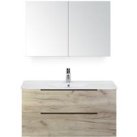 Seville Badmeubelset 100 cm - Craft Oak Edge Greep - Wastafel Enjoy met Spiegelkast