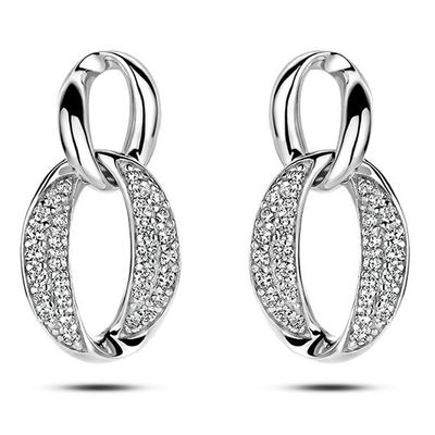 Oorhangers zilver-zirconia zilverkleurig-wit 19,5 mm