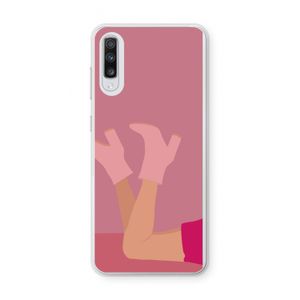 Pink boots: Samsung Galaxy A70 Transparant Hoesje