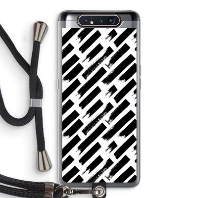 Zwarte vegen: Samsung Galaxy A80 Transparant Hoesje met koord