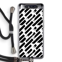 Zwarte vegen: Samsung Galaxy A80 Transparant Hoesje met koord