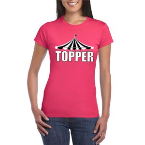 Topper t-shirt roze met witte letters dames XL  -