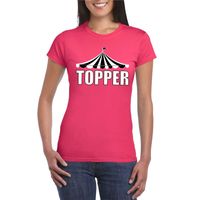 Topper t-shirt roze met witte letters dames XL  - - thumbnail