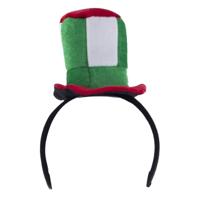 Pluche diadeem met groen/rood/wit feest hoedje - Verkleed accessoires Italiaanse hoed haarband - thumbnail