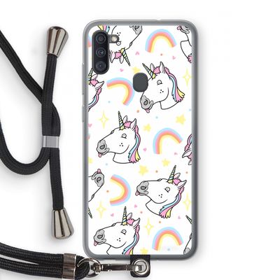 Rainbow Unicorn: Samsung Galaxy A11 Transparant Hoesje met koord