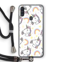 Rainbow Unicorn: Samsung Galaxy A11 Transparant Hoesje met koord