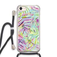 Tropical Palms Blue: iPhone 7 Transparant Hoesje met koord