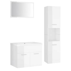 The Living Store Badkamermeubelset - Hoogglans wit - 60x38.5x46 cm (BxDxH) - 1 vak - 5 vakken - 2 deuren - Keramieken