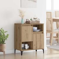 Dressoir artisanaal eikenkleurig 60 x 35 x 70 cm Bewerkt hout