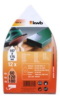 kwb 493470 Deltaschuurpapierset Korrelgrootte 60, 120, 180 12 stuk(s) - thumbnail