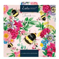 Kaartenmapje Lola Thank you Pink Bee, 6 Stuks met Enveloppen