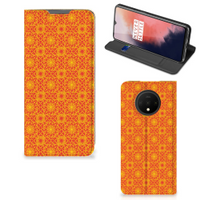 OnePlus 7T Hoesje met Magneet Batik Oranje - thumbnail