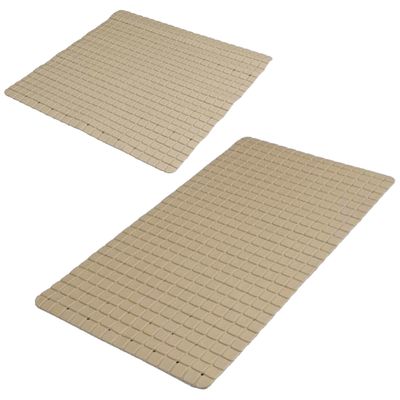 Urban Living Douche/badkamer anti-slip matten set - 2x stuks - rubber - beige Urban Living Douche/badkamer anti-slip matten set - 2x stuks - rubber - beige