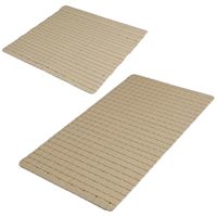 Urban Living Douche/badkamer anti-slip matten set - 2x stuks - rubber - beige - thumbnail