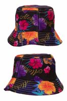 Vissershoedje Hawaiiprint zwart
