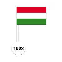 100x Hongarije decoratie papieren zwaaivlaggetjes   -