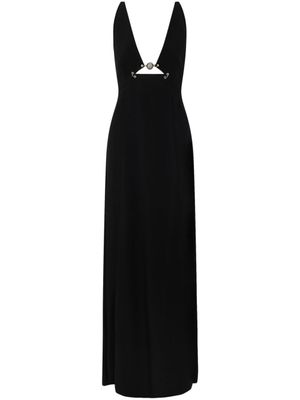 Rabanne robe longue à col v - Noir