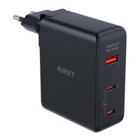Aukey 3-Port 140W PD Wall Charger with GaN Power Tech, zwart