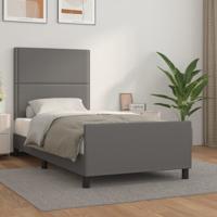 Bedframe met hoofdbord kunstleer grijs 100x200 cm