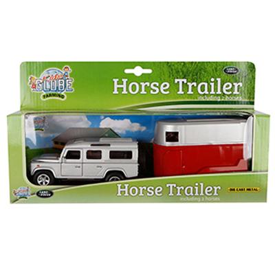 Kids Globe die-cast land rover met paardentrailer 1:32