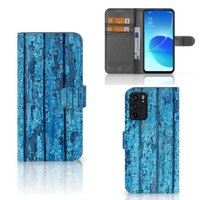 OPPO Reno6 5G Book Style Case Wood Blue