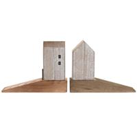 Deurstopper beachhouse - donker/licht bruin - hout - 16 x 6 x 12 cm