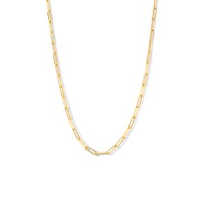 Ketting Paperclip Vierkante Buis zilver goudkleurig 3,0 mm 41 + 4 cm