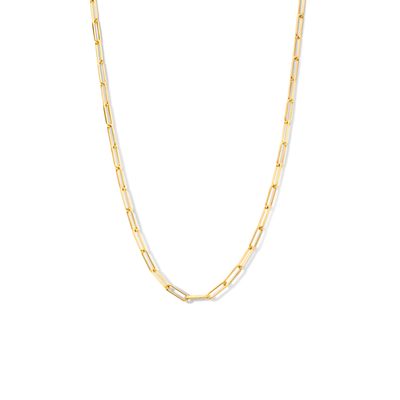 Ketting Paperclip Vierkante Buis zilver goudkleurig 3,0 mm 41 + 4 cm