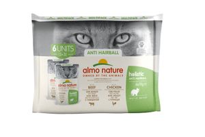 Almo Nature Anti Hairball multipack met rund en kip natvoer kat (70 g) 4 x (6 x 70 g)