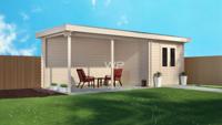 Woodpro Asselt Tuinhuis 800x300 cm 28 mm vuren blank- Plat dak- Onbehandeld vurenhout- Woodpro