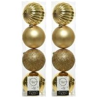 8x Licht gouden kerstballen 10 cm kunststof mix