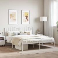 Bedframe met hoofdbord metaal wit 180x200 cm